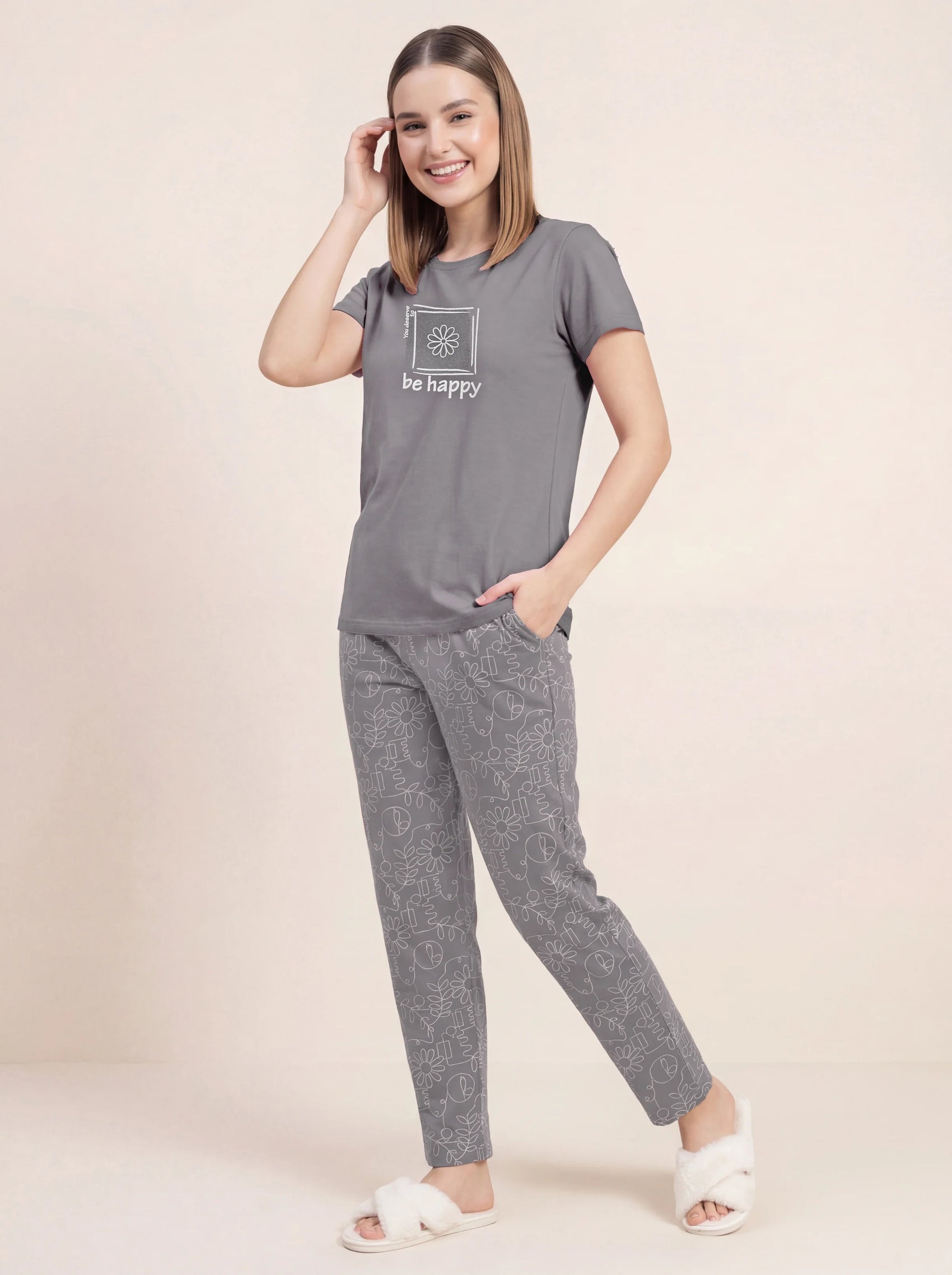 Be Happy - Cotton Lounge Night Suit