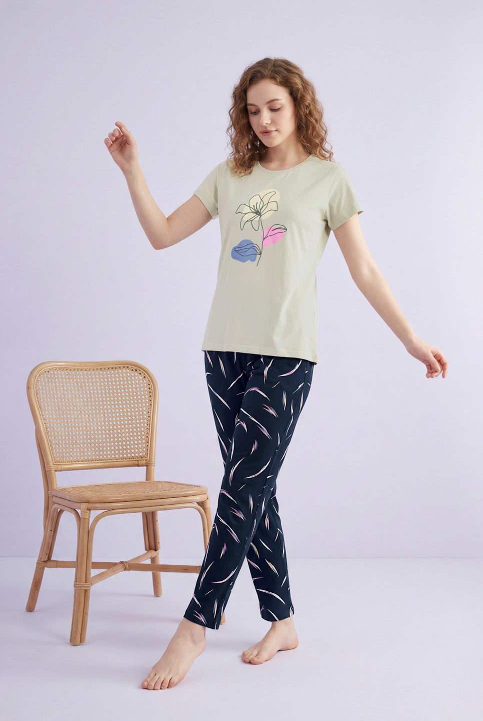 Flower Glow - Cotton Lounge Night Suit