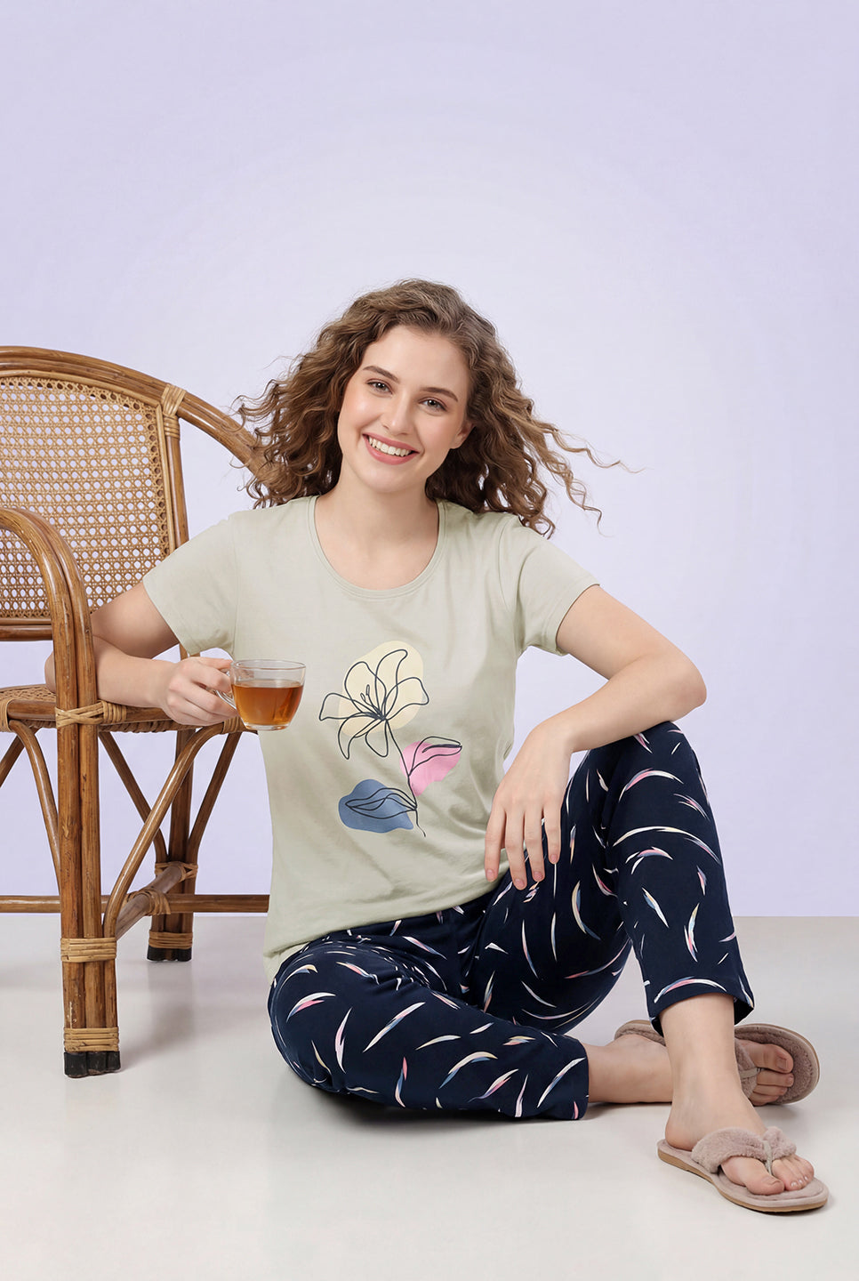 Flower Glow - Cotton Lounge Night Suit