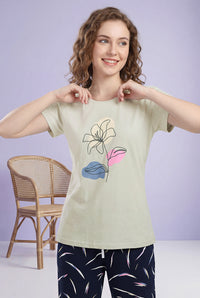 Flower Glow - Cotton Lounge Night Suit