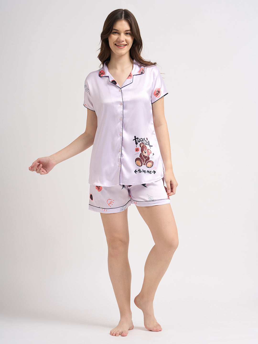 Born Cool Bear - Silky Lounge Night Suit