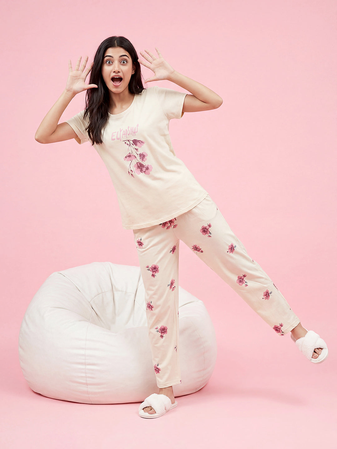 Cherry Mist - Cotton Lounge Night Suit