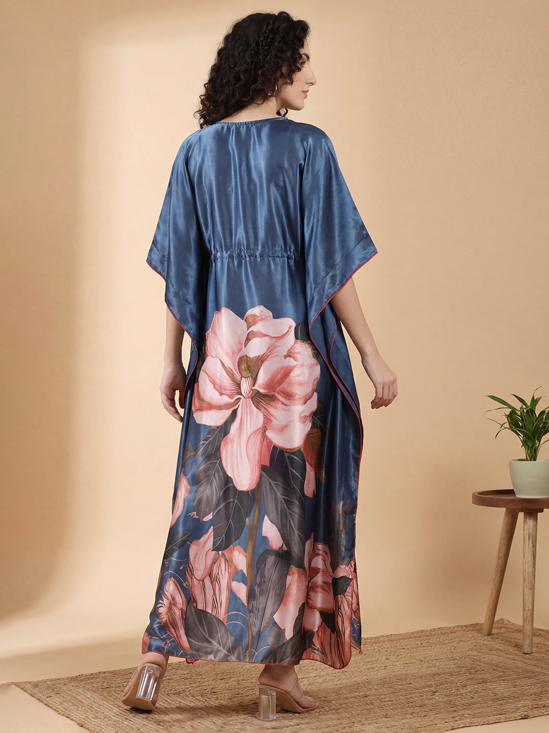 Ember Petals Satin Kaftan Nightgown