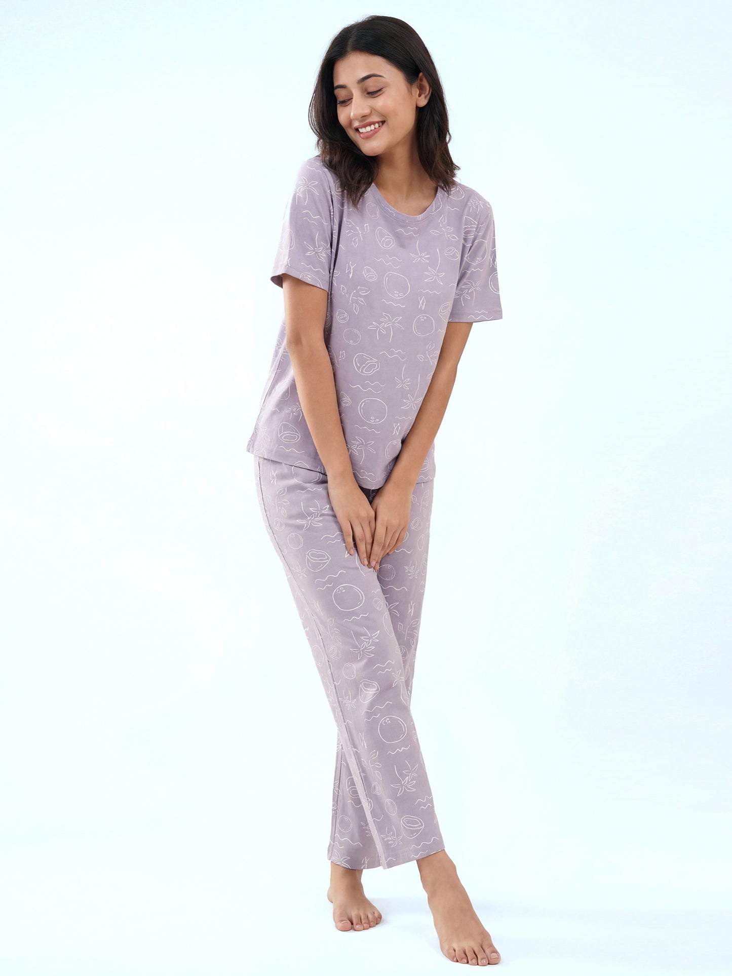 Citrus Whim - Cotton Lounge Night Suit