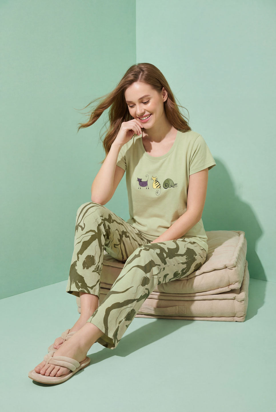 Lazy Animal - Cotton Lounge Night Suit