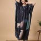 Charcoal Abstract Satin Kaftan Nightgown