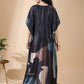 Charcoal Abstract Satin Kaftan Nightgown