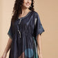 Charcoal Abstract Satin Kaftan Nightgown