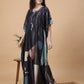 Charcoal Abstract Satin Kaftan Nightgown
