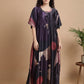 Charcoal Abstract Satin Kaftan Nightgown