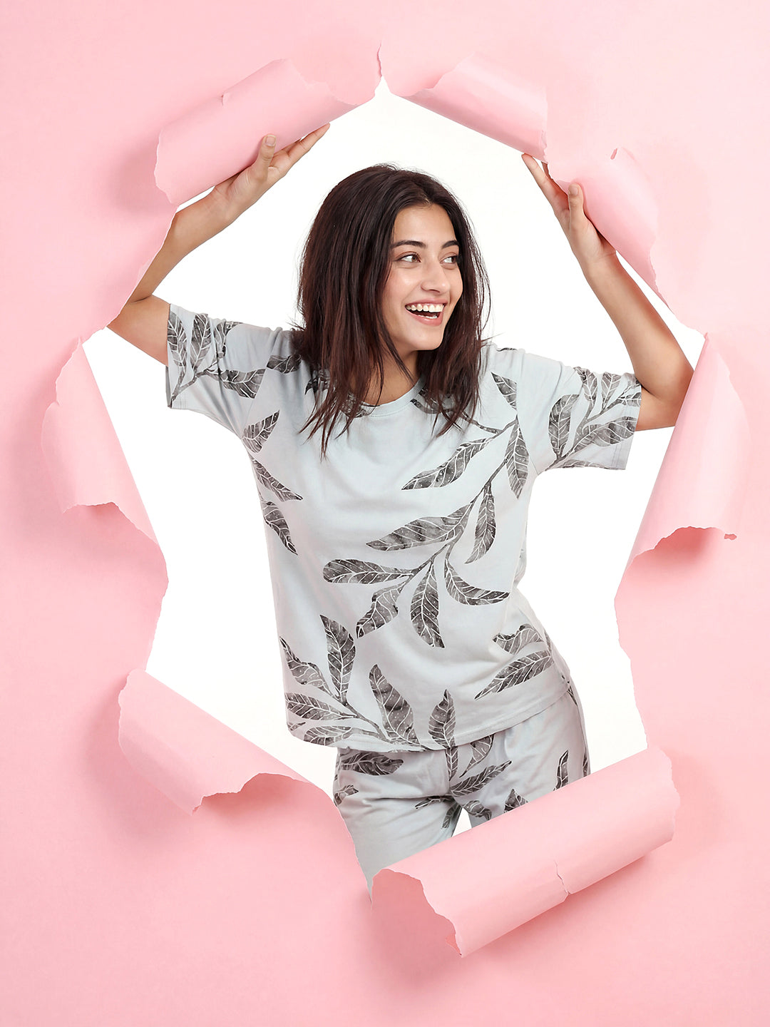 Falling Petals - Cotton Lounge Night Suit