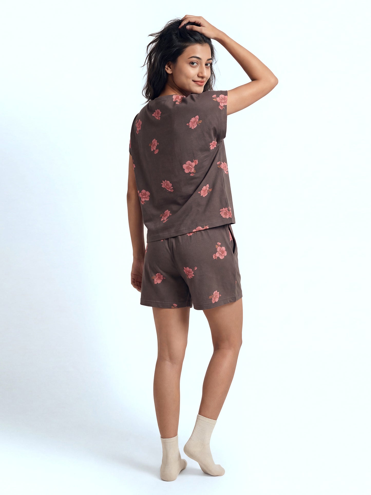 Floral Mist – Cotton Lounge Night Suit