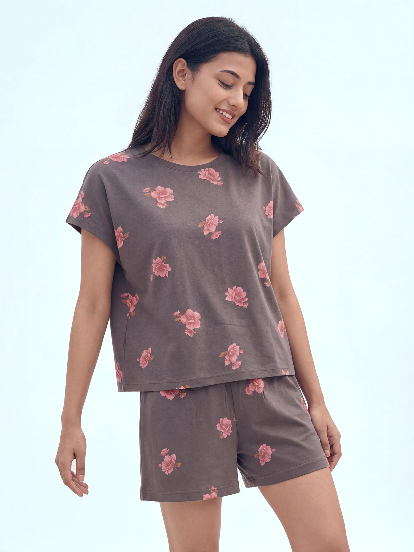 Floral Mist – Cotton Lounge Night Suit