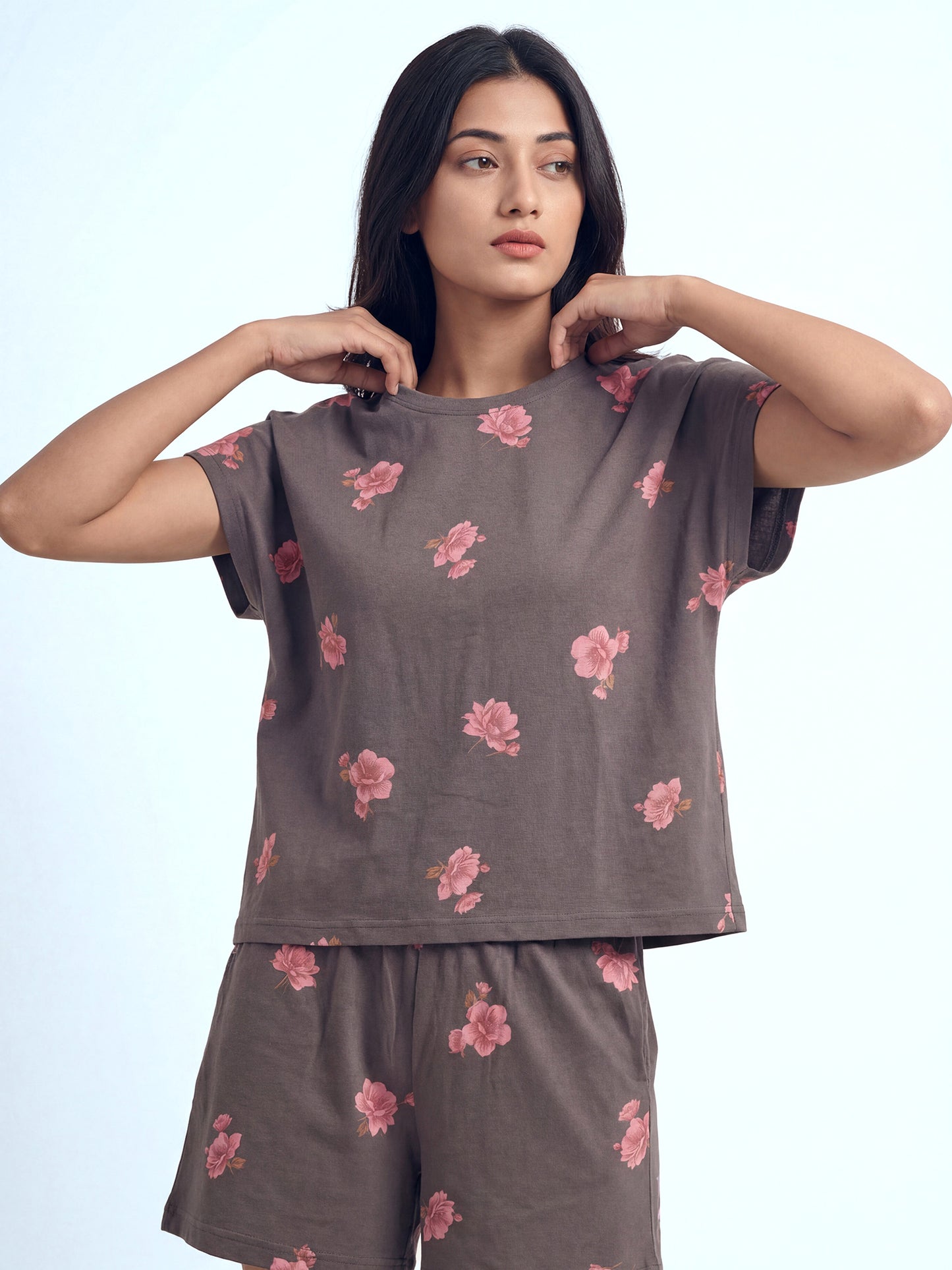 Floral Mist – Cotton Lounge Night Suit