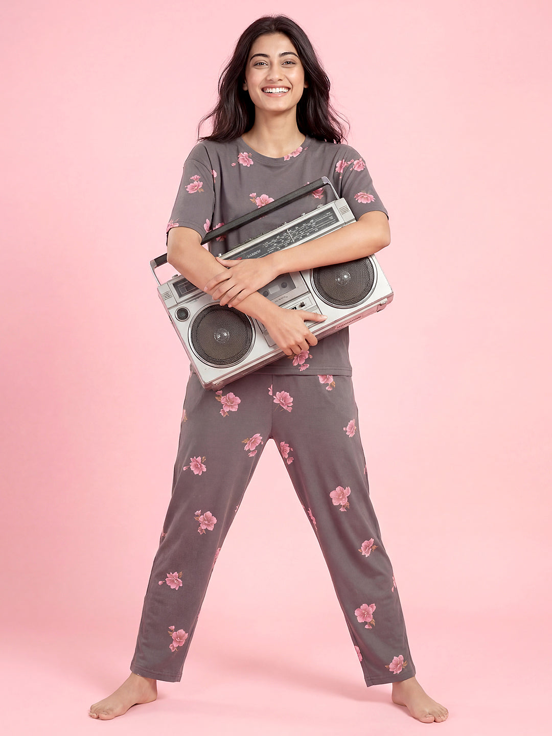 Ivory Bloom - Cotton Lounge Night Suit