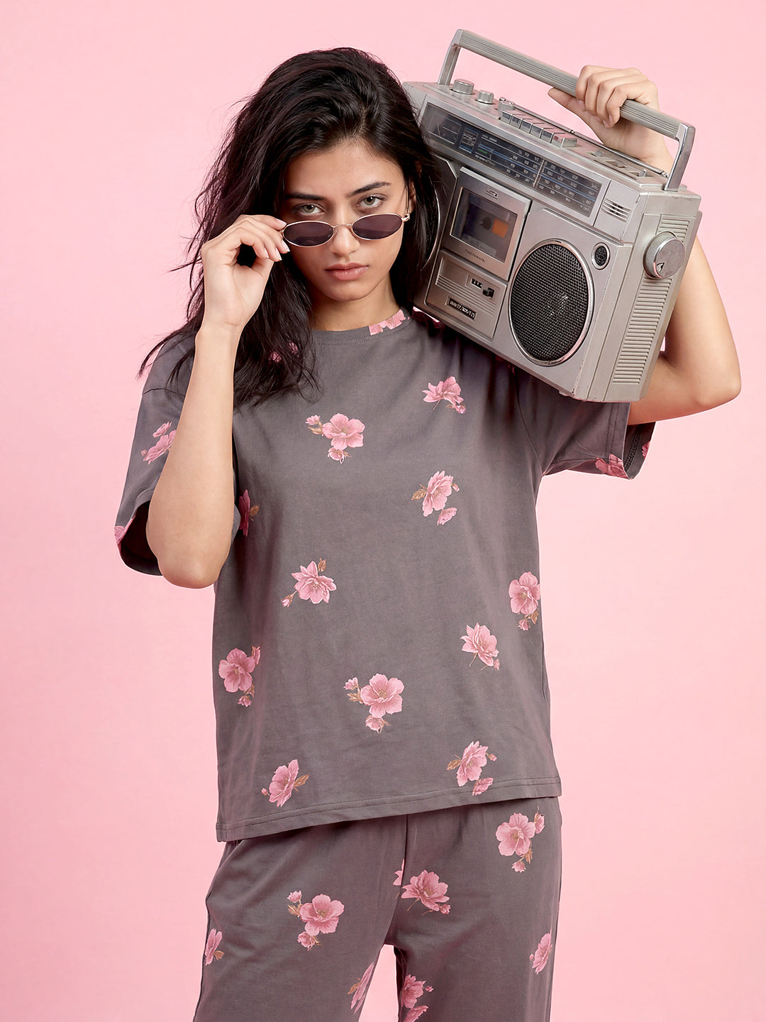 Ivory Bloom - Cotton Lounge Night Suit