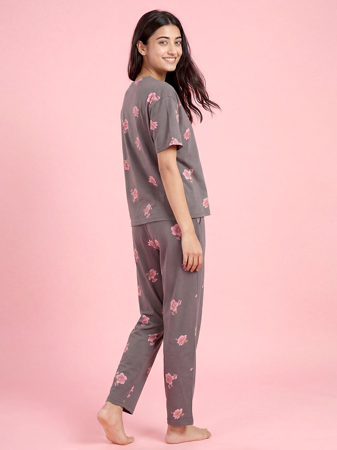 Ivory Bloom - Cotton Lounge Night Suit