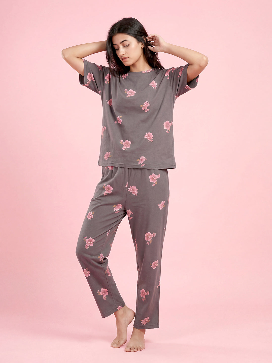 Ivory Bloom - Cotton Lounge Night Suit