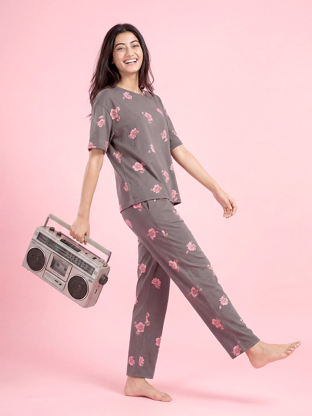 Ivory Bloom - Cotton Lounge Night Suit