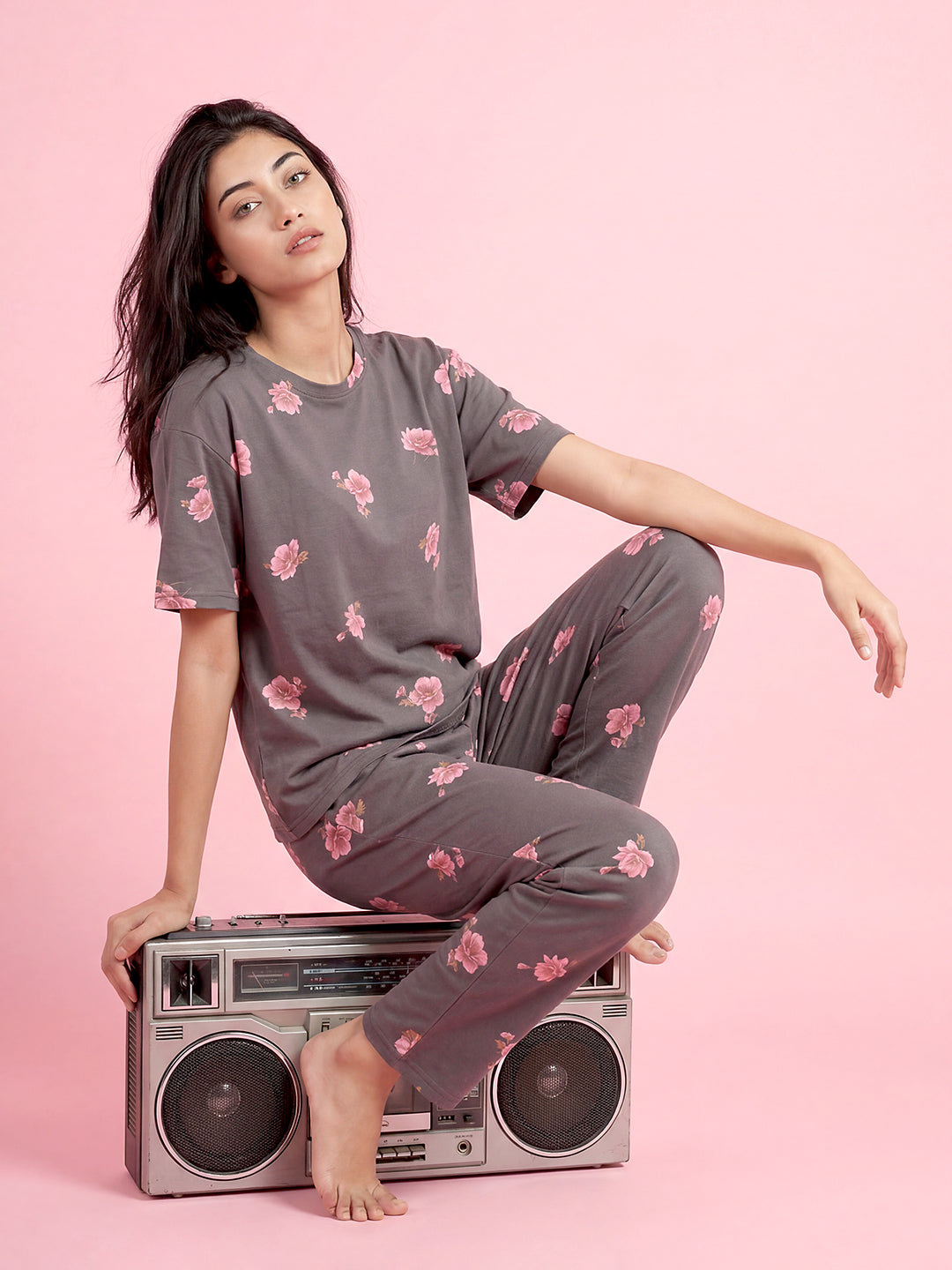 Ivory Bloom - Cotton Lounge Night Suit