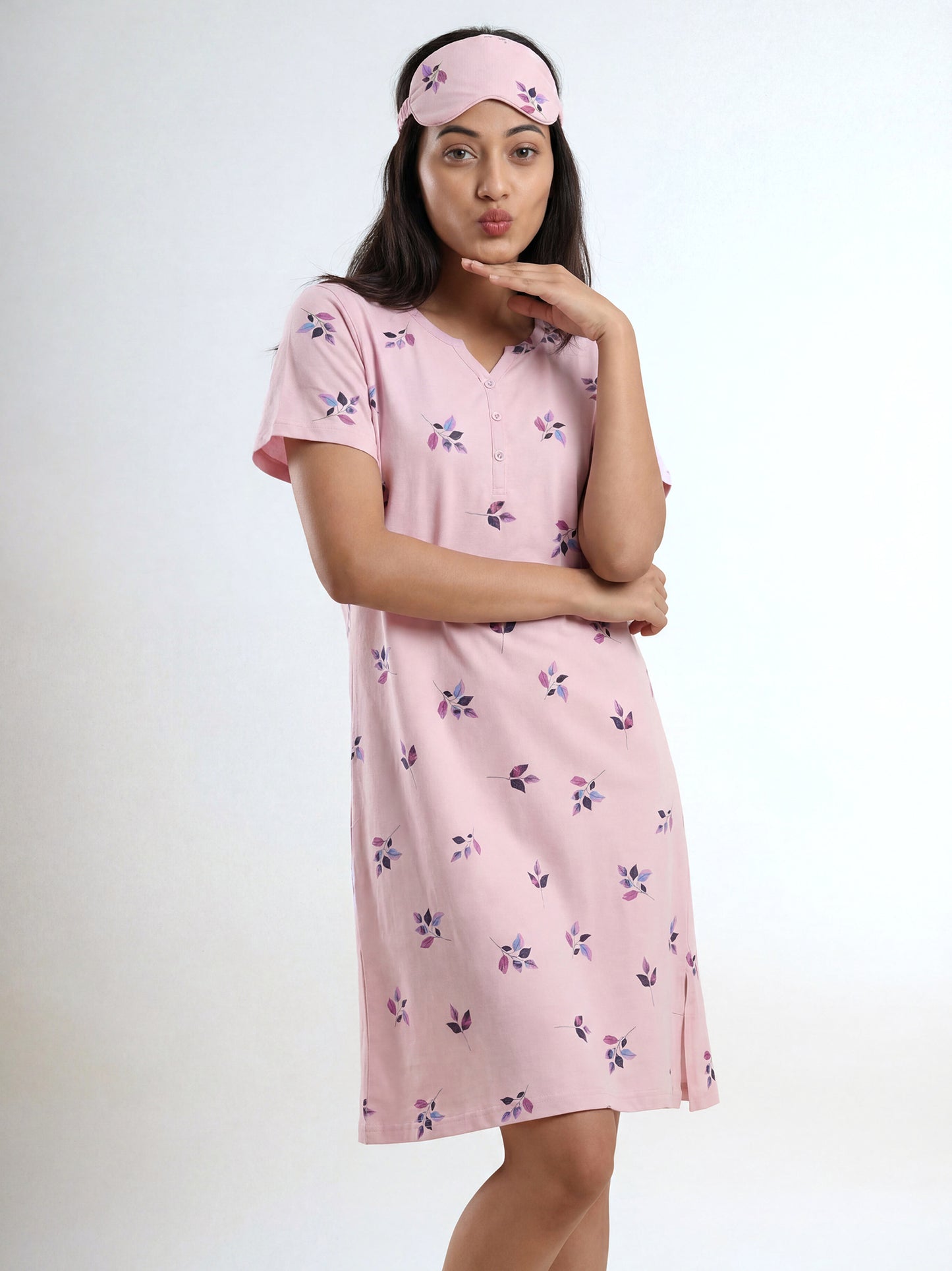Lavender Leaf – Cotton Short Nighty