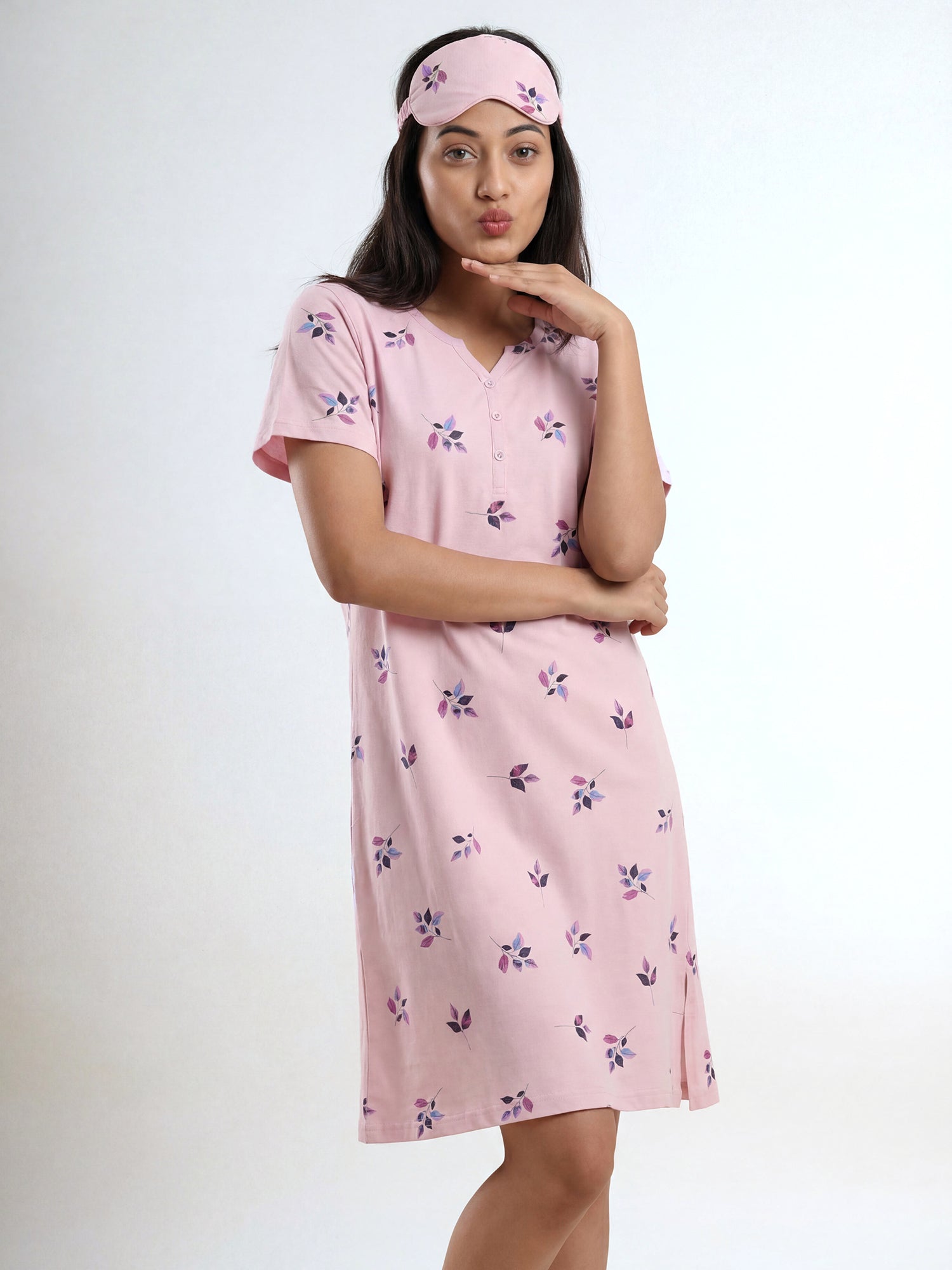 Lavender Leaf – Cotton Short Nighty
