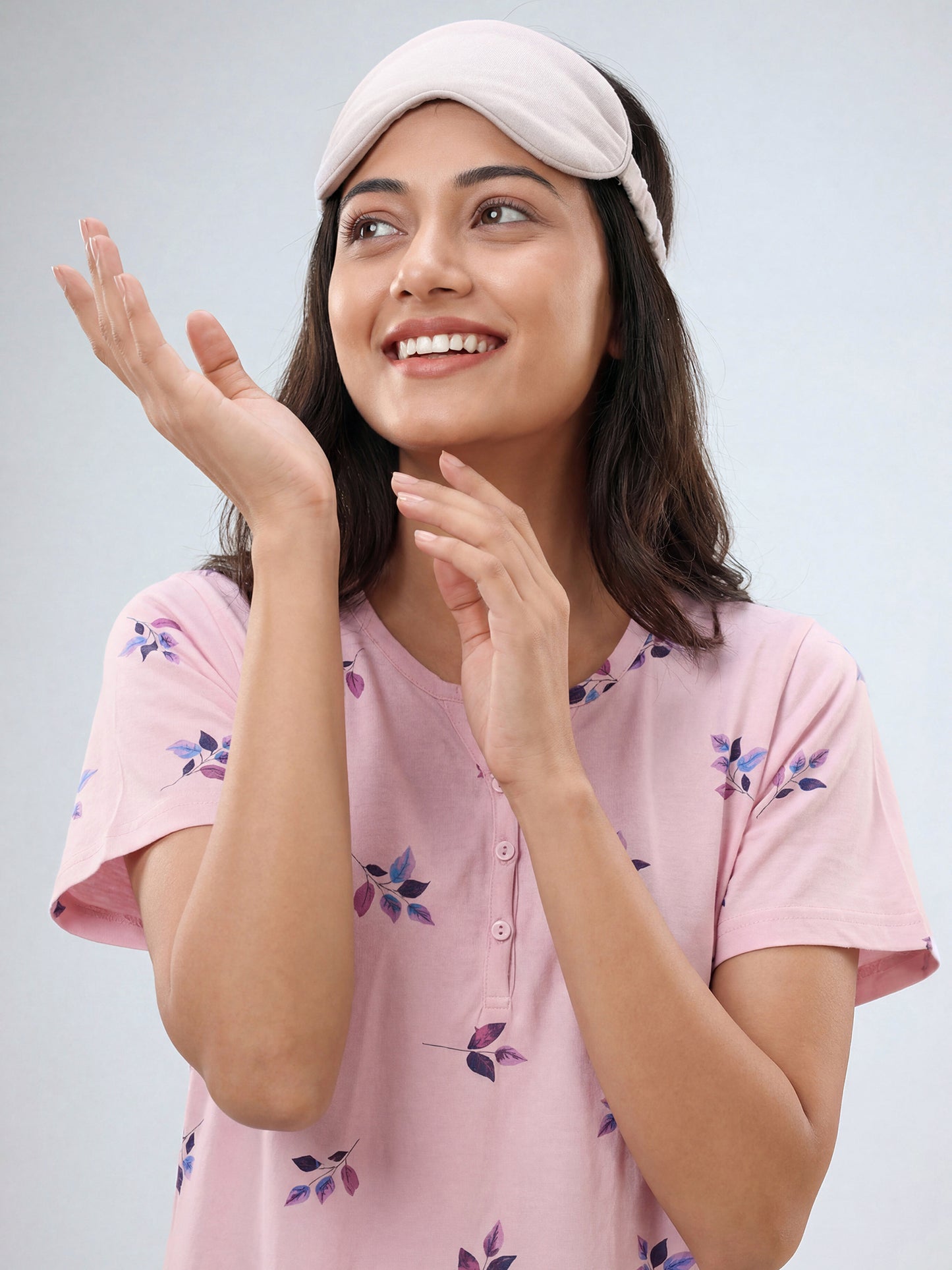 Lavender Leaf – Cotton Short Nighty