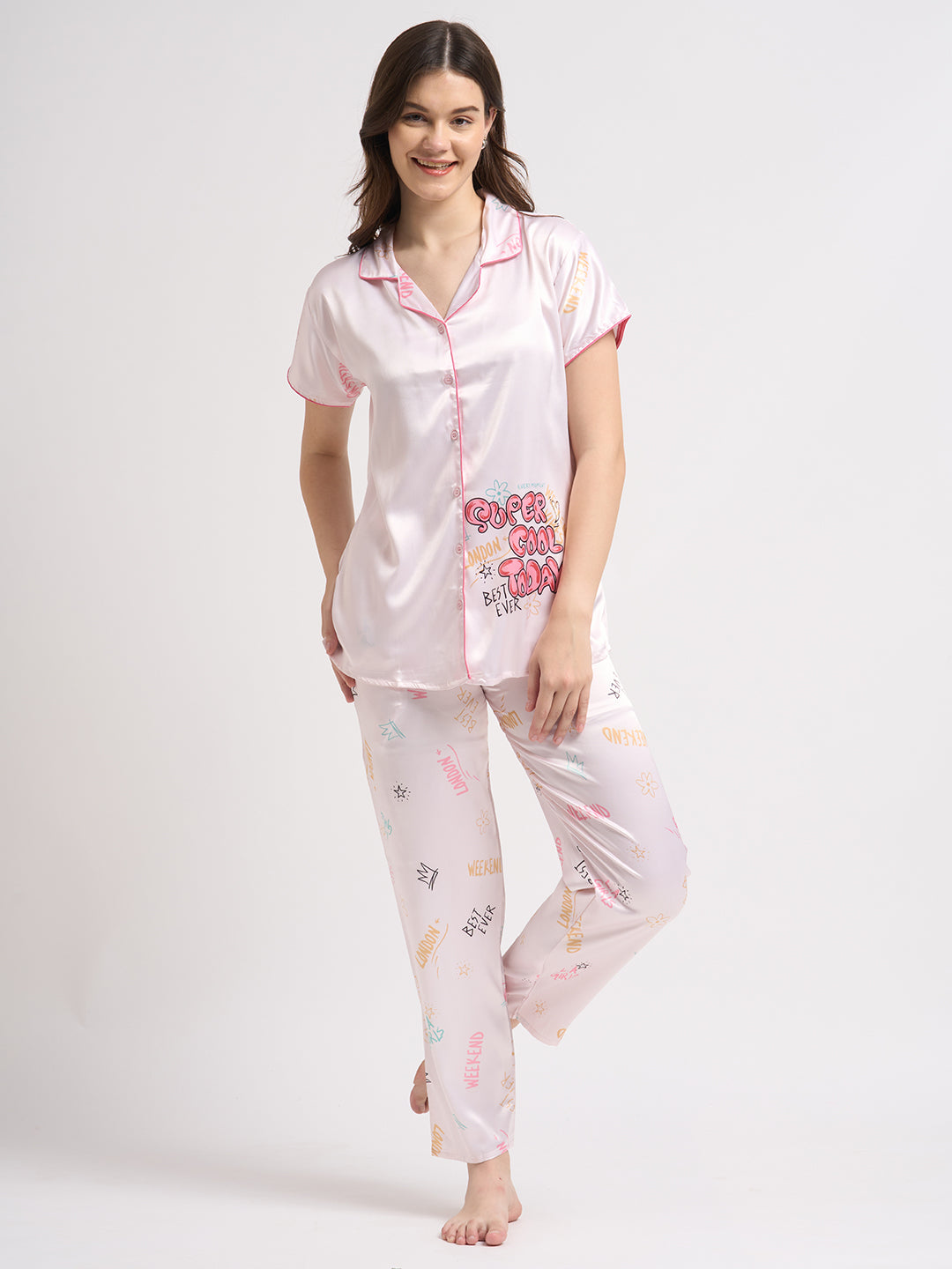 Super Cool Today - Silky Lounge Night Suit