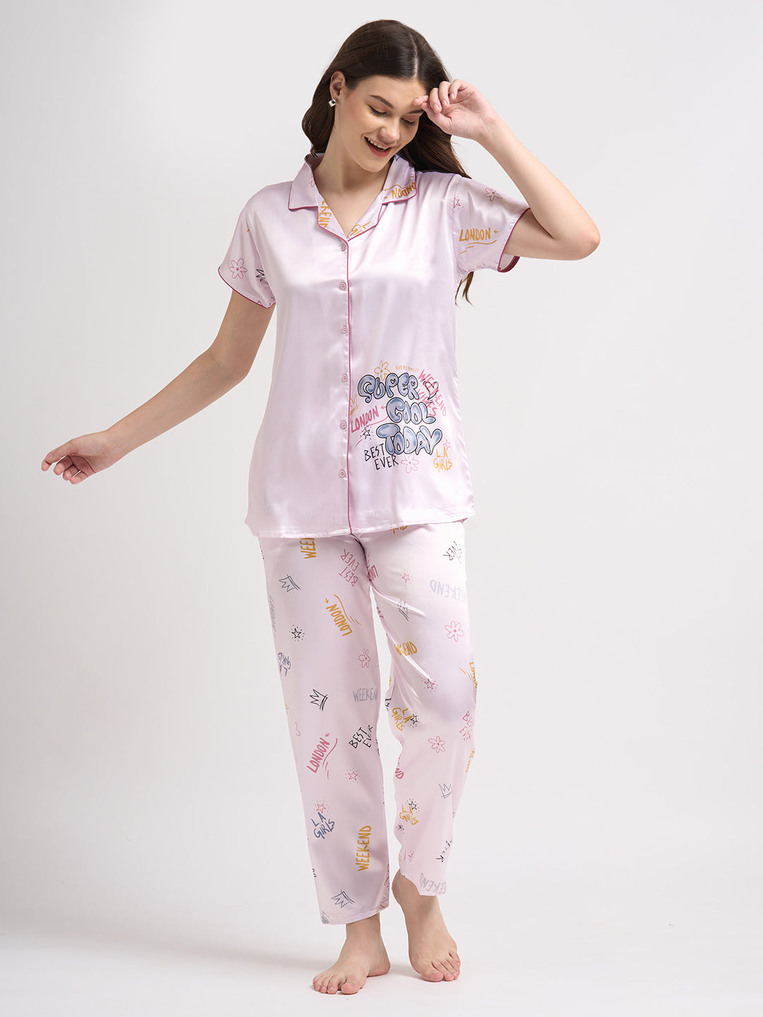 Super Cool Today - Silky Lounge Night Suit