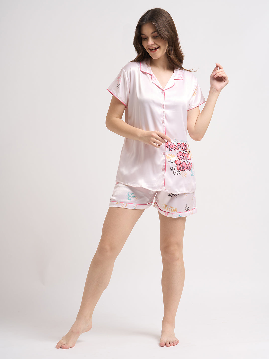 Super Cool Today - Silky Lounge Night Suit