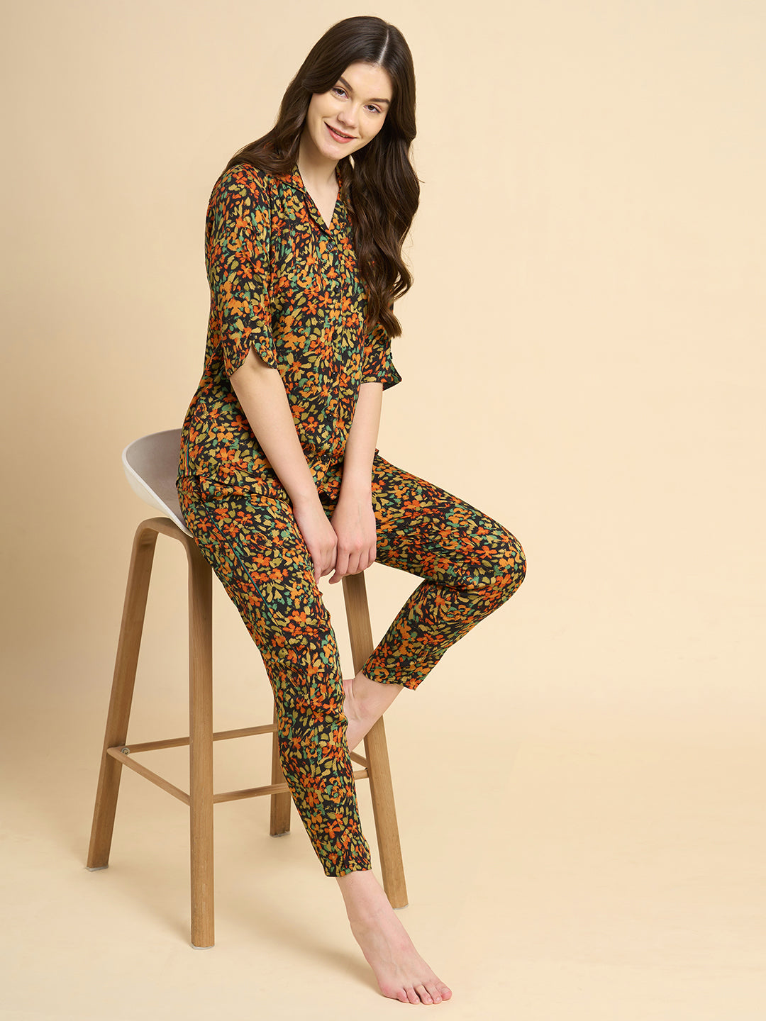 Evening Garden - Silky Lounge Night Suit