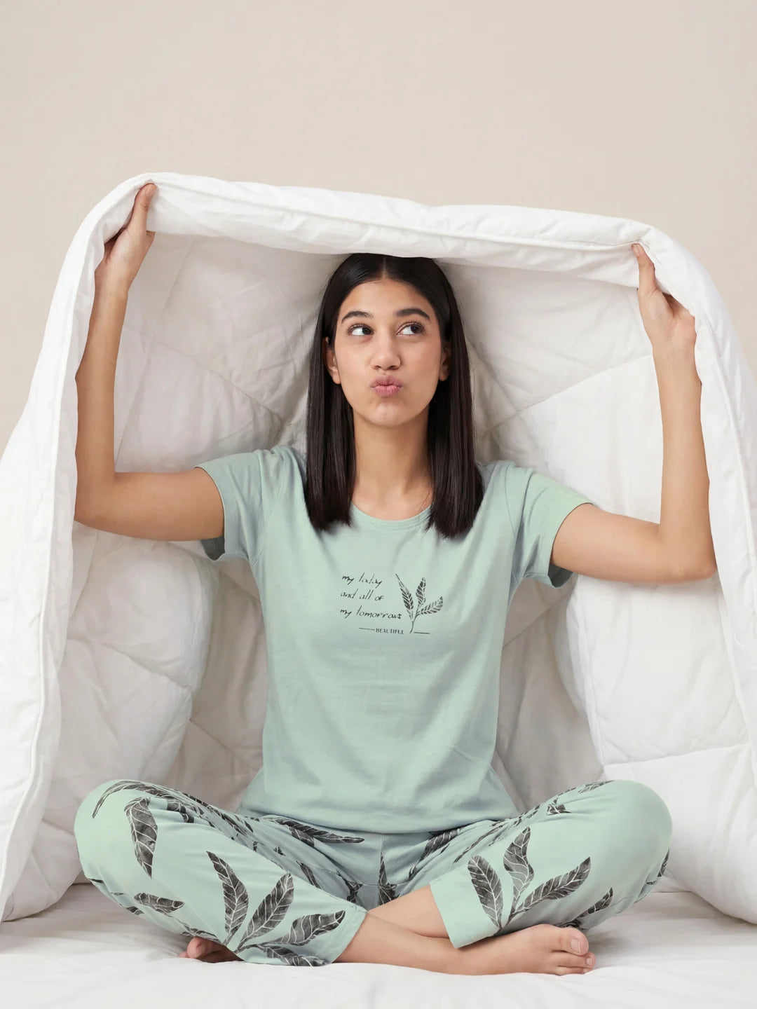 Garden Lines - Pure Cotton Night Suit