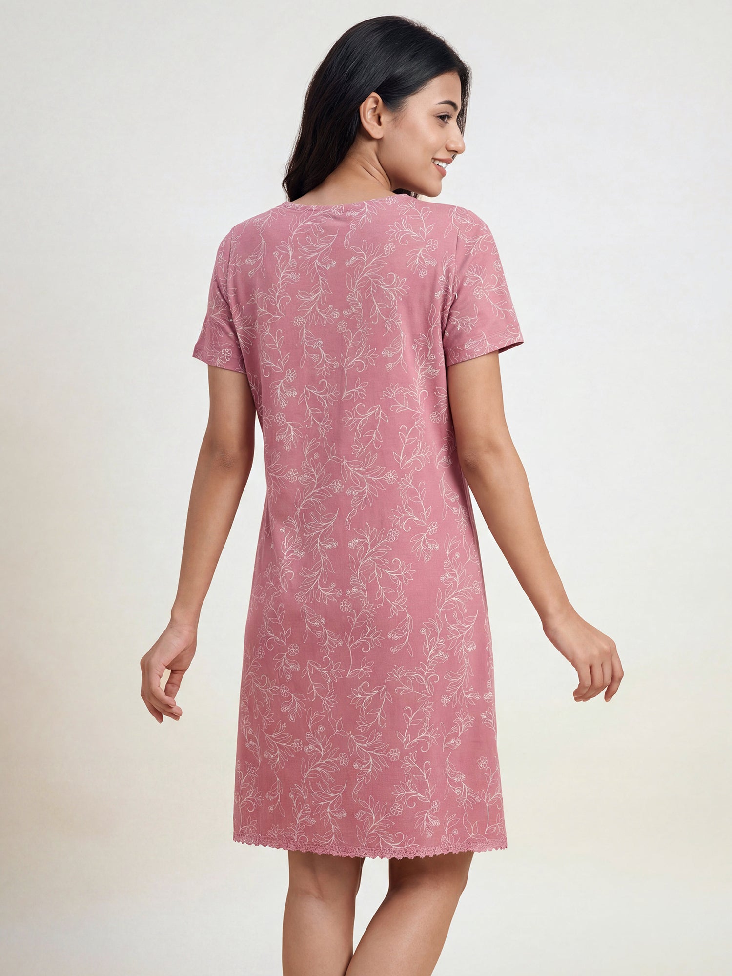 Mauve Bloom – Cotton Short Nighty