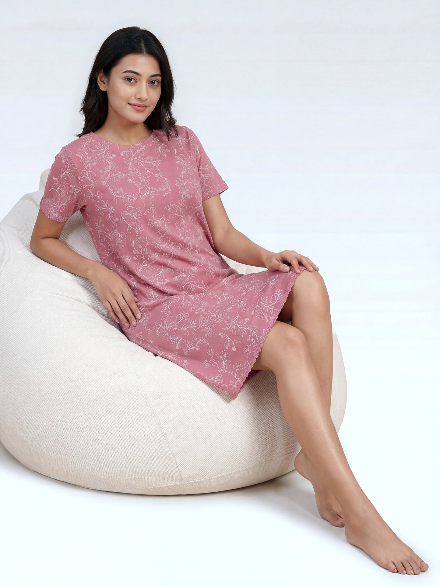 Mauve Bloom – Cotton Short Nighty