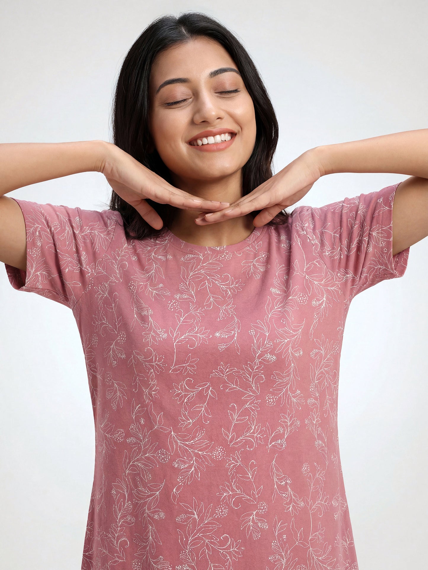Mauve Bloom – Cotton Short Nighty