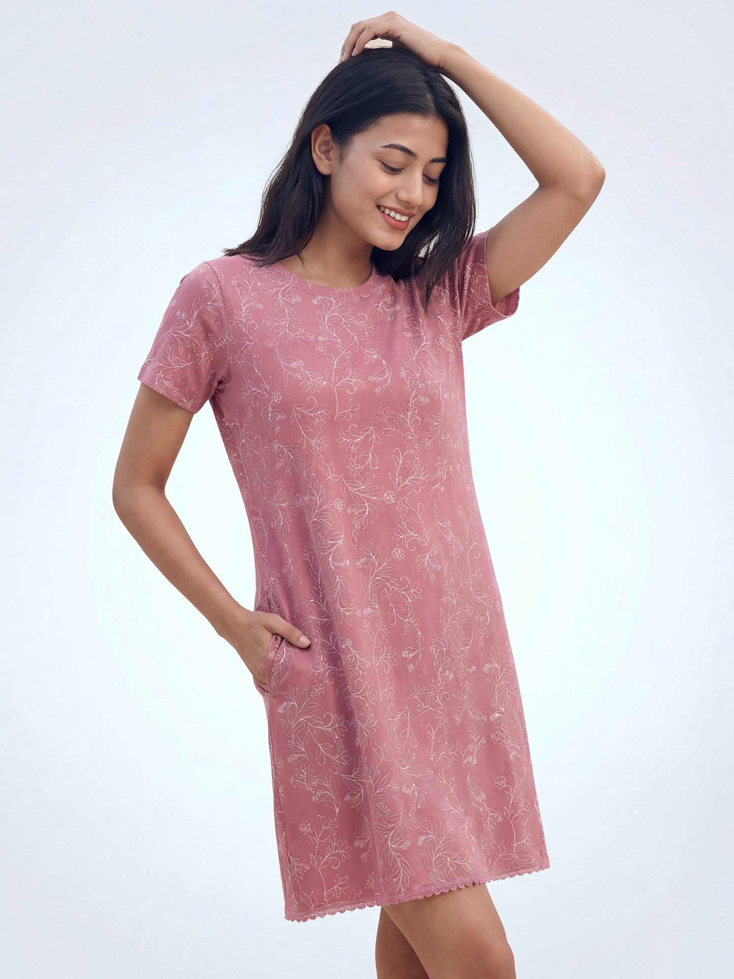Mauve Bloom – Cotton Short Nighty