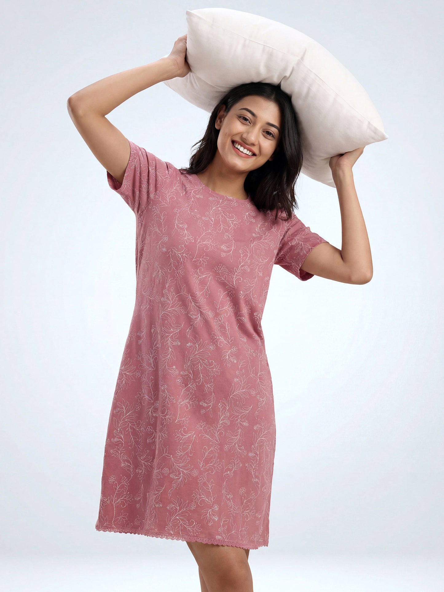 Mauve Bloom – Cotton Short Nighty