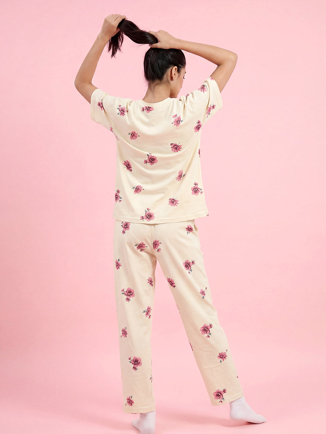 Ivory Bloom - Cotton Lounge Night Suit