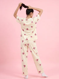 Ivory Bloom - Cotton Lounge Night Suit