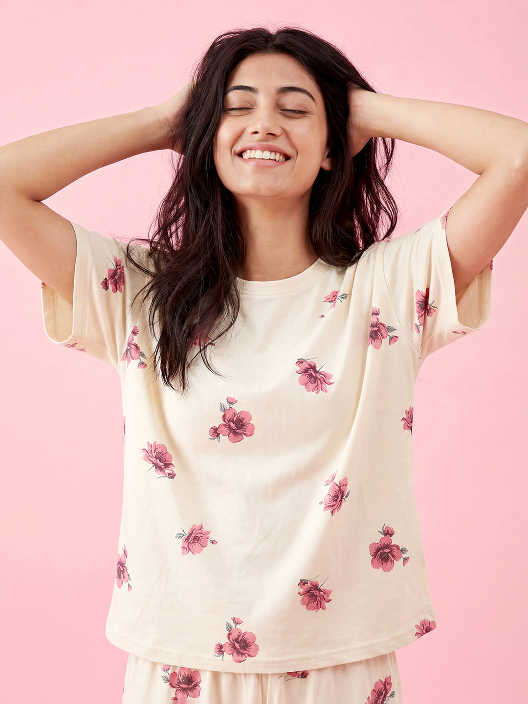 Ivory Bloom - Cotton Lounge Night Suit