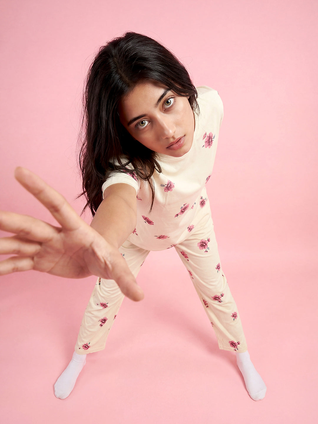 Ivory Bloom - Cotton Lounge Night Suit