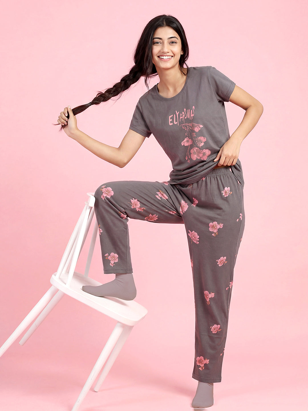 Cherry Mist - Cotton Lounge Night Suit