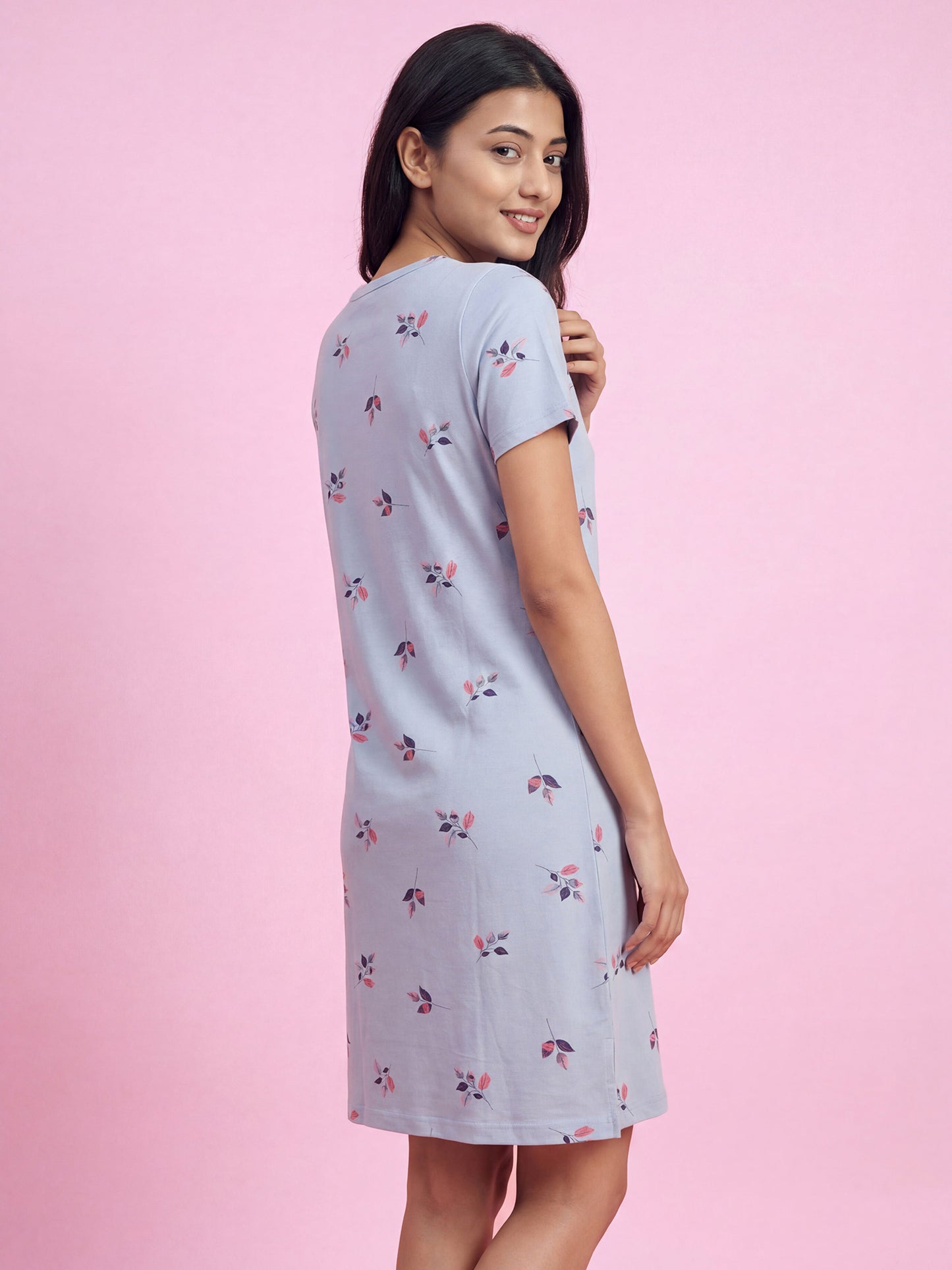 Lavender Leaf – Cotton Short Nighty