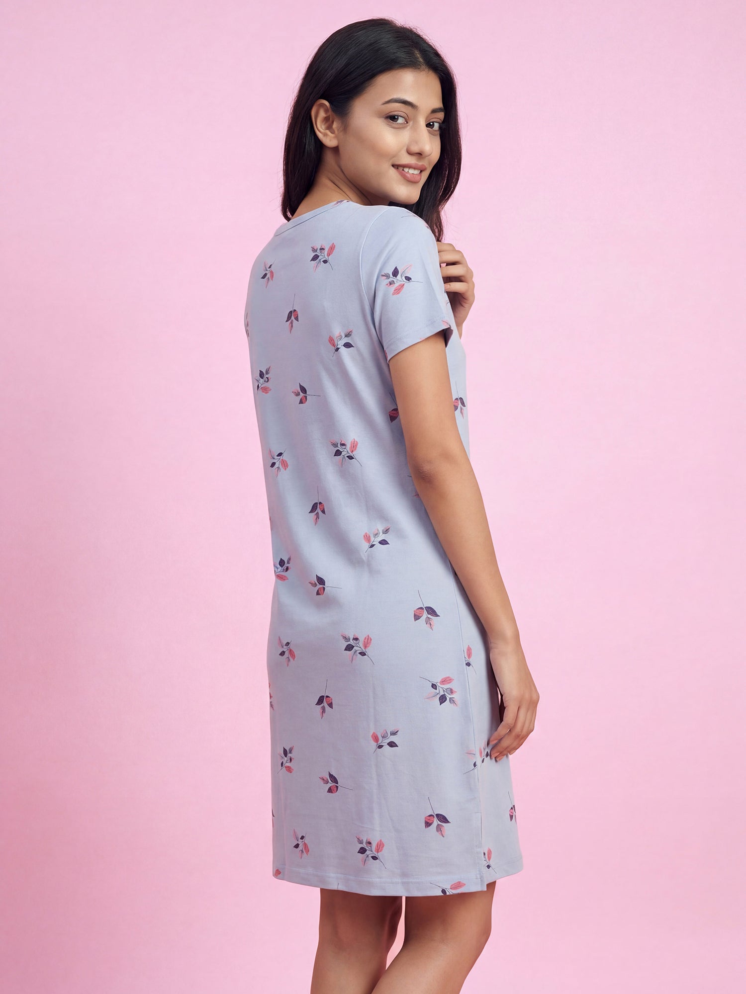 Lavender Leaf – Cotton Short Nighty