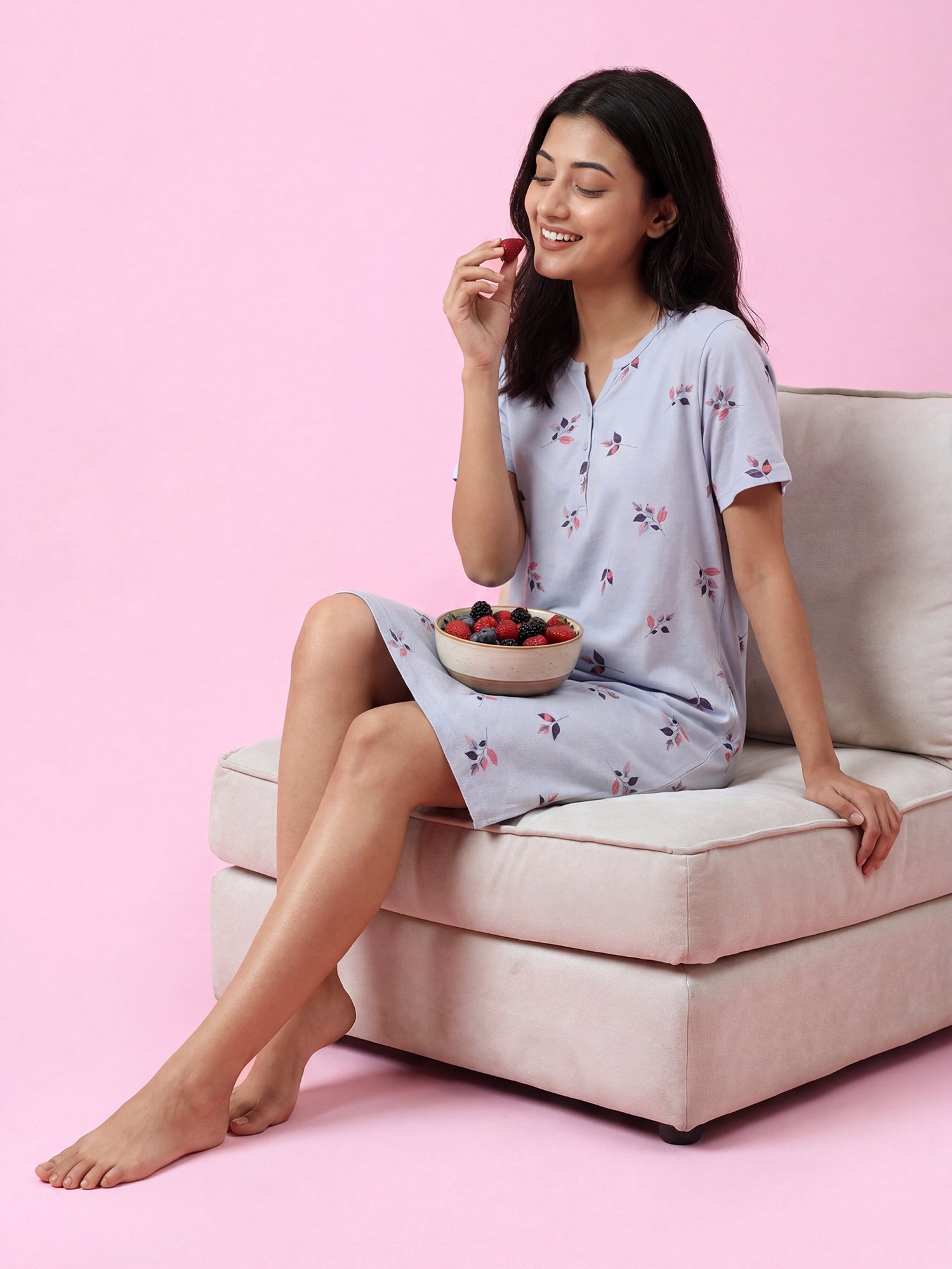 Lavender Leaf – Cotton Short Nighty