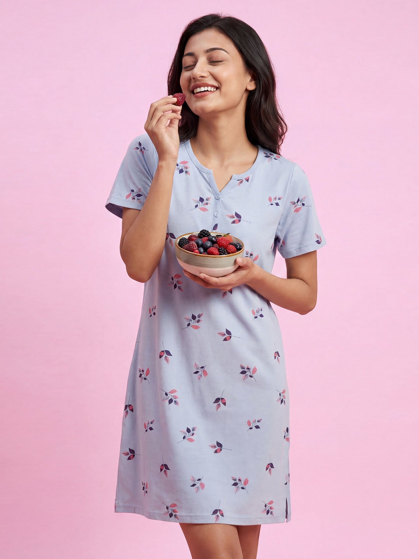 Lavender Leaf – Cotton Short Nighty