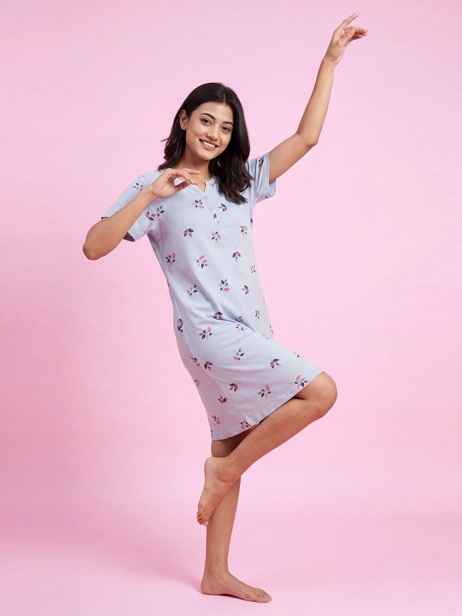 Lavender Leaf – Cotton Short Nighty