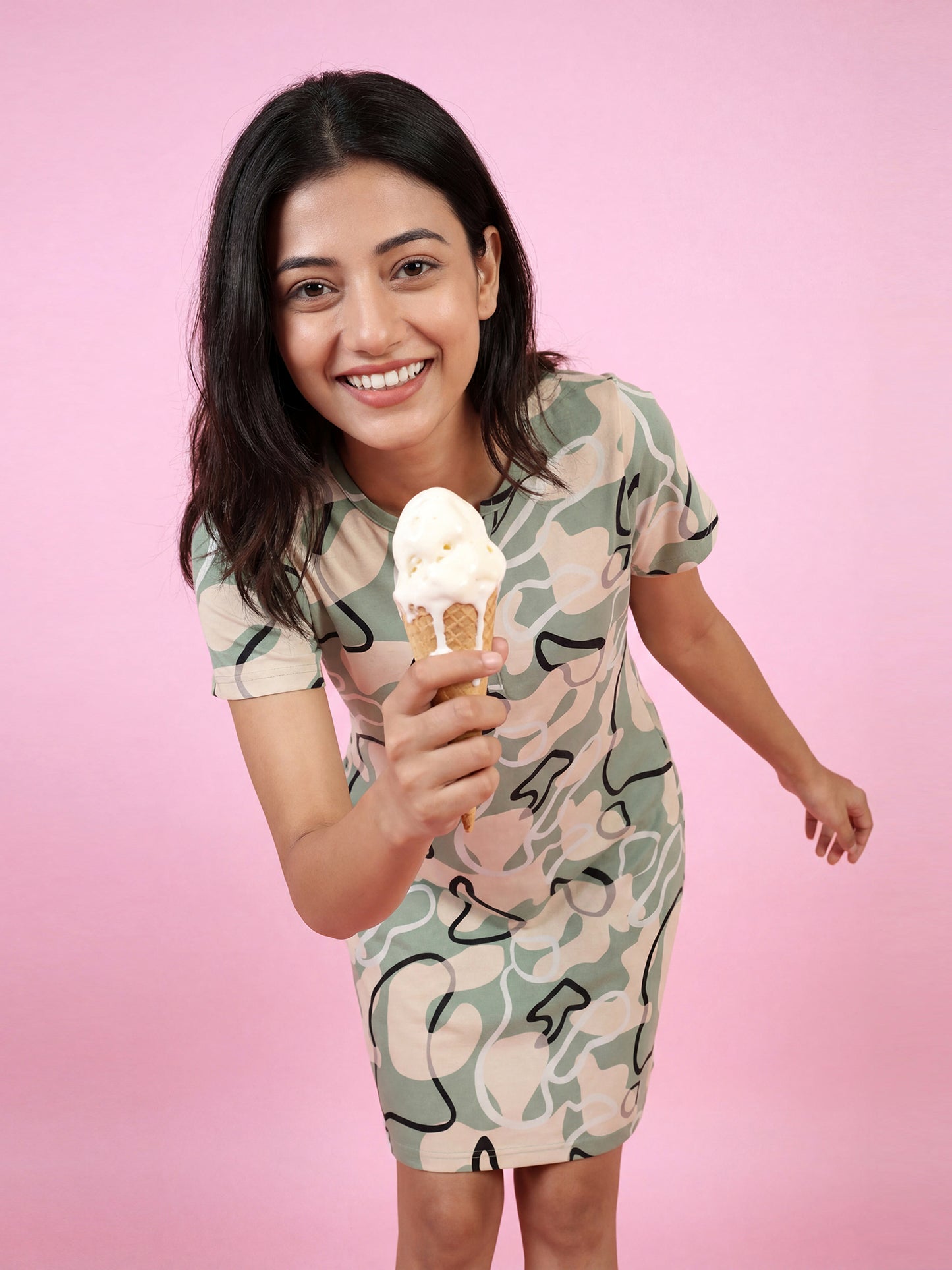 Sage Swirl – Cotton Short Nighty