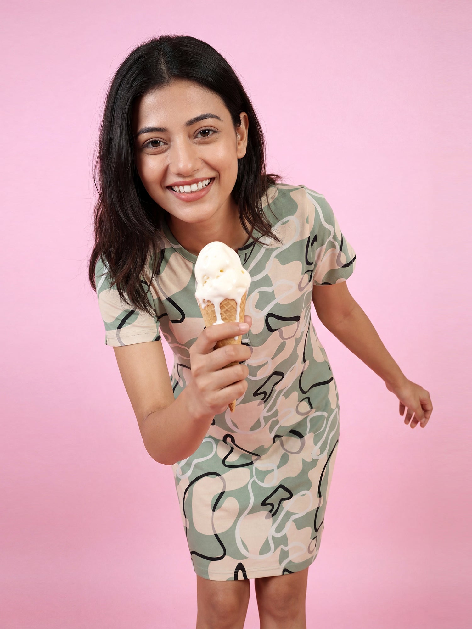 Sage Swirl – Cotton Short Nighty