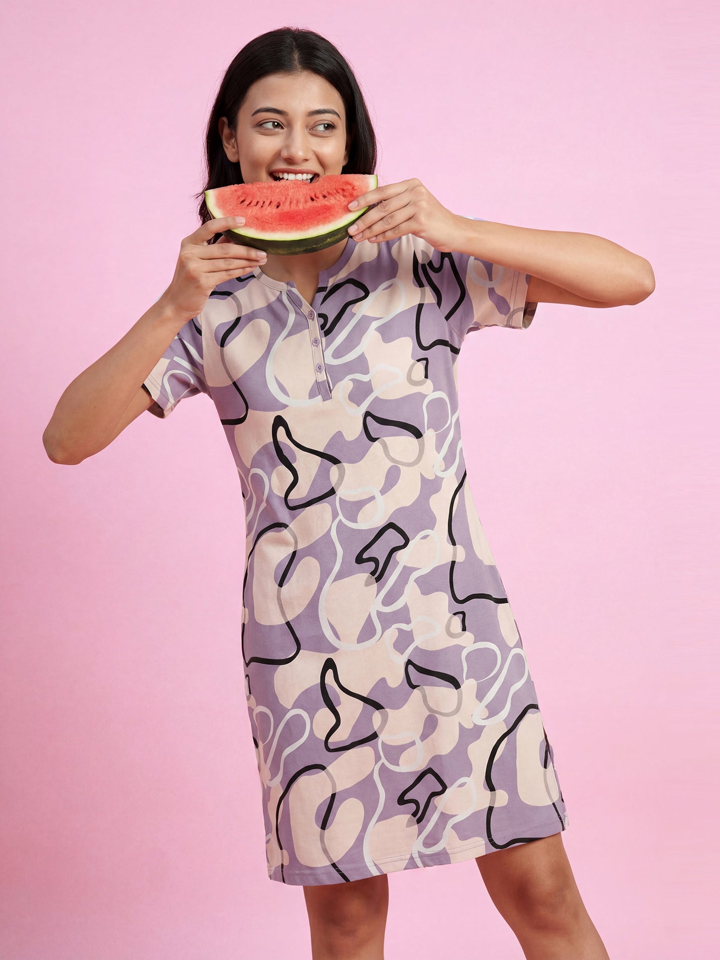 Sage Swirl – Cotton Short Nighty